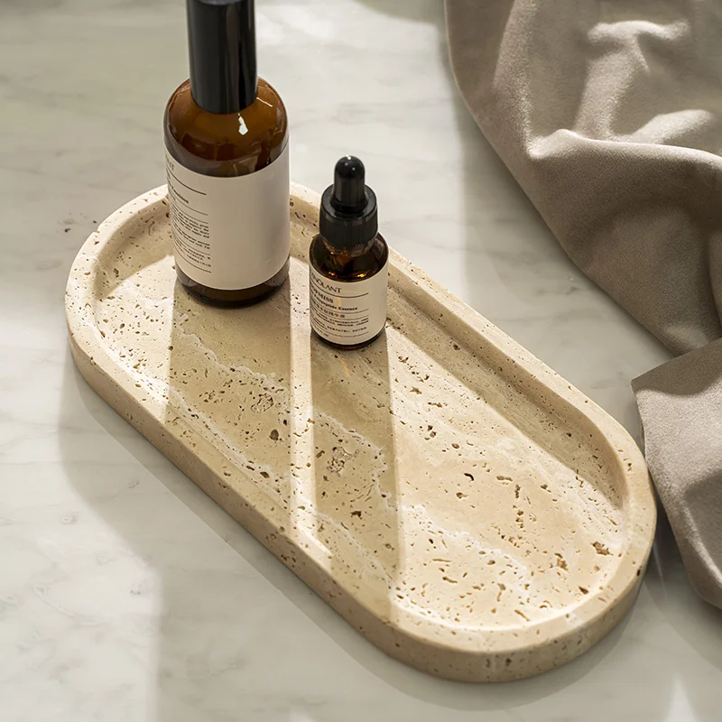 Travertine Tray Oval - Поднос из травертина для ванной комнаты,