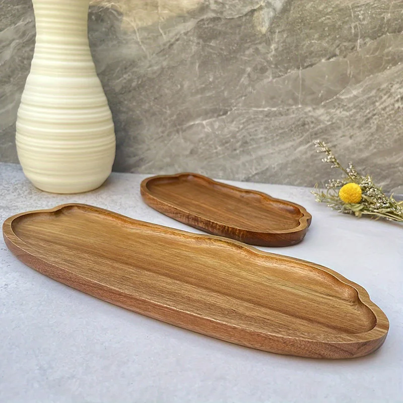 Travertine Tray Oval - Деревянный поднос для чая и кофе
