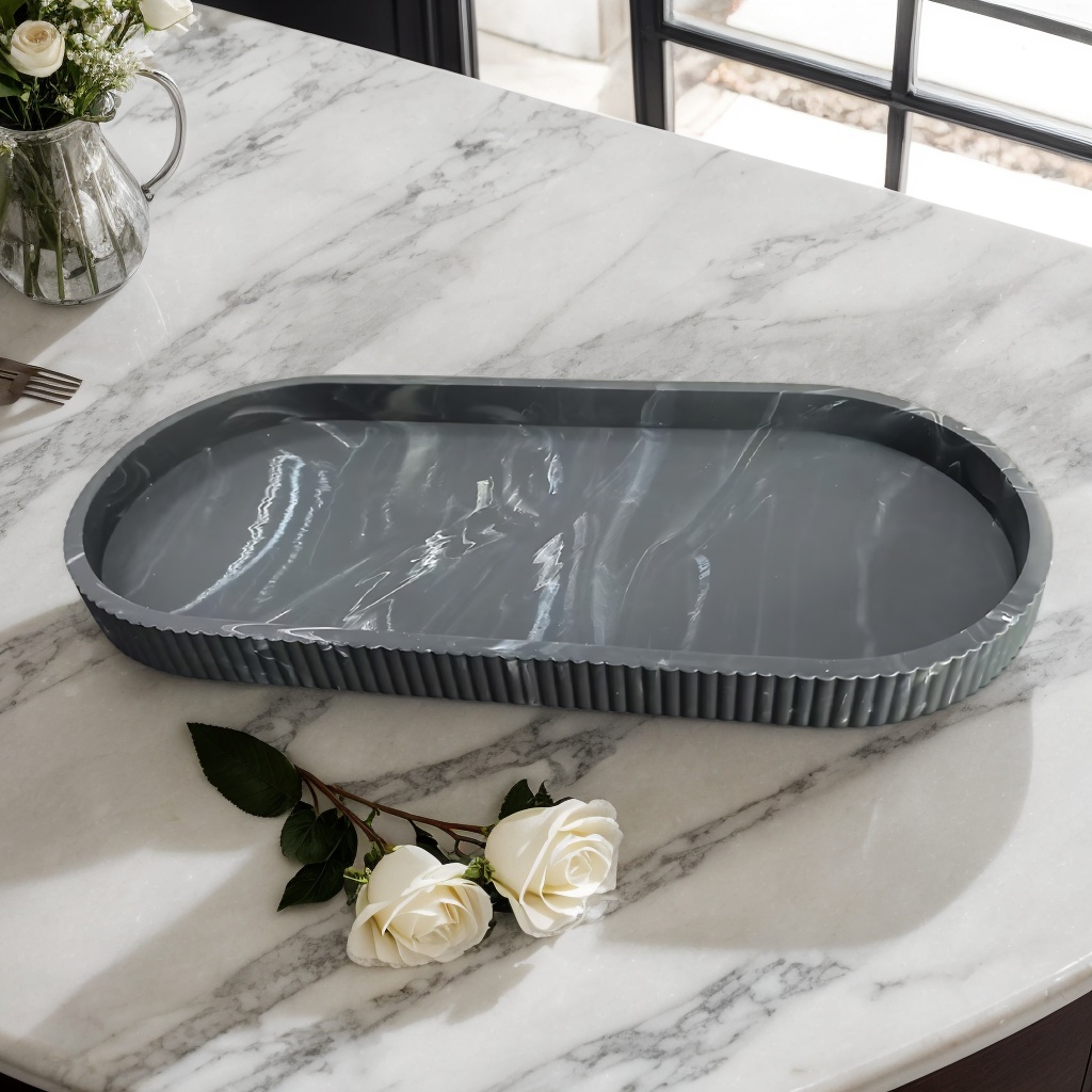 Овальный поднос для туалетного – обзор и цена Travertine Tray Oval