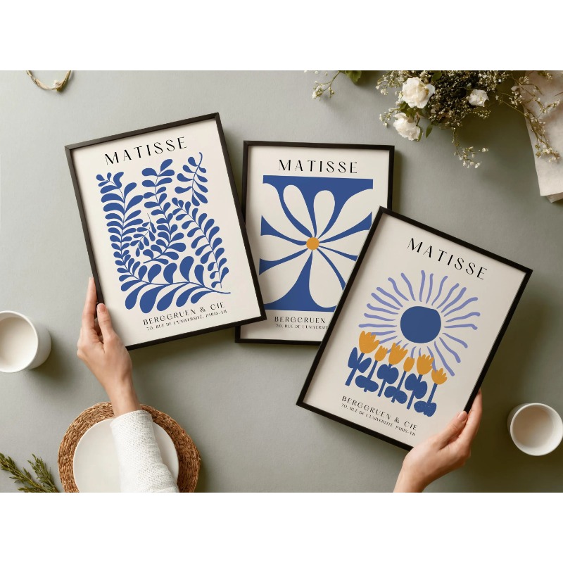 Набор из 3-х синих принтов Мат – обзор и цена Abstract Canvas Set
