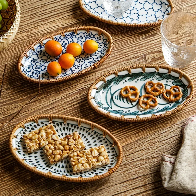 Японская плетеная керамическая – обзор и цена Travertine Tray Oval